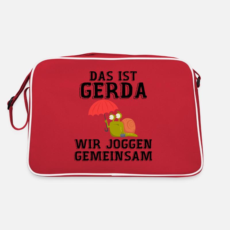 Das Ist Gerda Wir Joggen Gemeinsam - Retro Tasche - Rot/Weiß