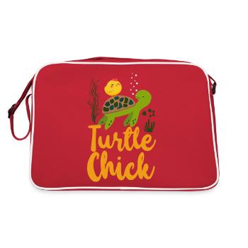 Sea Turtle Tortoise Chicken Turtle - Retro Tasche - Rot/Weiß - Hinten