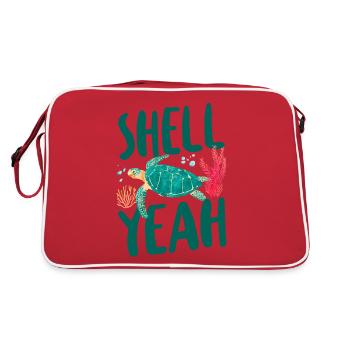 Sea Turtle Tortoise Pun Shell yes - Retro Bag - red/white - Back