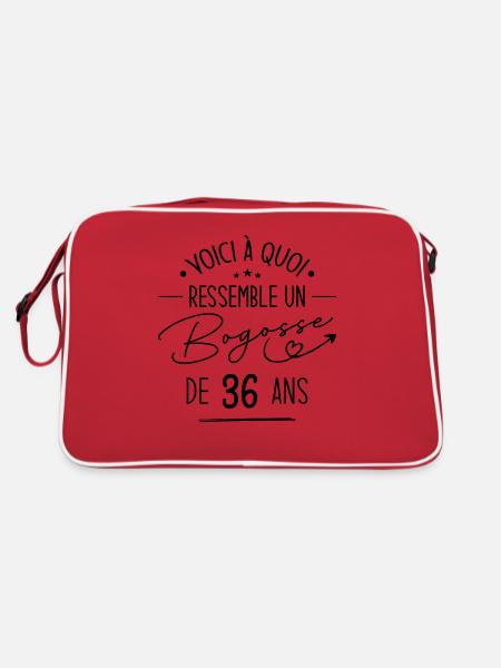 Bogosse 36 ans Cadeau Humour Anniversaire 36 ans - Sac Retro - rouge/blanc - Dos