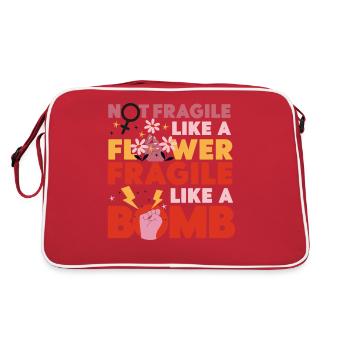 Feminist Not Fragile Like A Flower - Retro Tasche - Rot/Weiß - Hinten