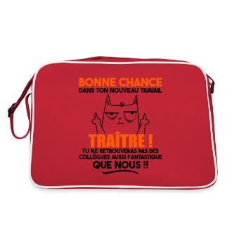 Départ Collègue Collègues Cadeau Traître Chat - Sac Retro - rouge/blanc - Dos
