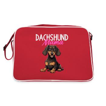 Dachshund dog, Weenie Dog - Retro Tasche - Rot/Weiß - Hinten