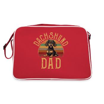 Dachshund dad dog, Weenie Dog - Retro Tasche - Rot/Weiß - Hinten