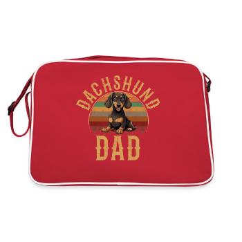 Dachshund dad dog, Weenie Dog - Retro Tasche - Rot/Weiß - Hinten