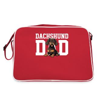 Dachshund dad dog, Weenie Dog - Retro Tasche - Rot/Weiß - Hinten