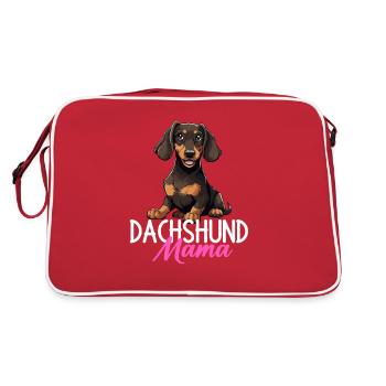 Dachshund mama dog, Weenie Dog - Retro Tasche - Rot/Weiß - Hinten