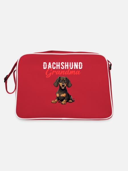 Dachshund mama dog, Weenie Dog - Retro Tasche - Rot/Weiß - Hinten