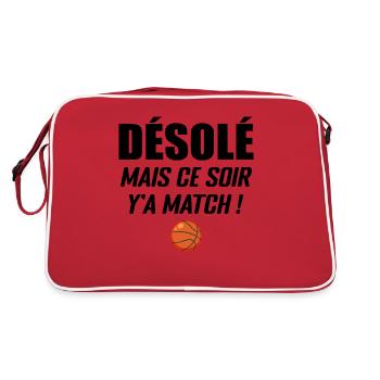 Désolé Mais Ce Soir Y'a Match - Basketball - Sac Retro - rouge/blanc - Dos