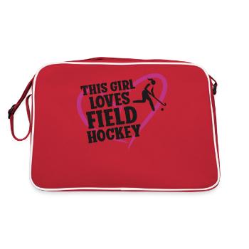 Hockey sur gazon Cette fille aime le terrain - Sac Retro - rouge/blanc - Dos