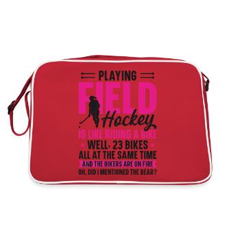 Field Hockey Playing Field Hockey - Retro Tasche - Rot/Weiß - Hinten