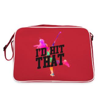 Field Hockey Watercolor I'd Hit - Retro Tasche - Rot/Weiß - Hinten