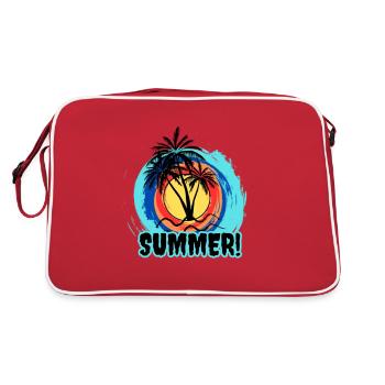 Motif d’été avec des palmiers - Sac Retro - rouge/blanc - Dos