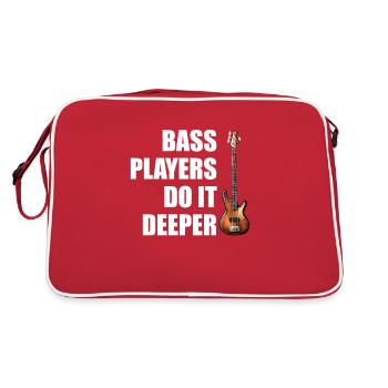 Bass Players Do It Deeper, funny bass player - Retro Tasche - Rot/Weiß - Hinten