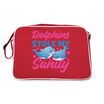 Dolphin Dolphins Stole My Sanity - Retro Tasche - Rot/Weiß - Hinten