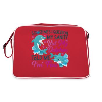Dolphin Sometimes I Question My - Retro Tasche - Rot/Weiß - Hinten