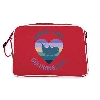 Dolphin Sorry. Cant. Dolphins. - Retro Tasche - Rot/Weiß - Hinten