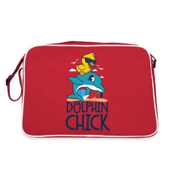 Dolphin Chicken Dolphin Chick - Retro Tasche - Rot/Weiß - Hinten