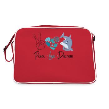 Dolphin Peace Love Dolphin - Retro Tasche - Rot/Weiß - Hinten