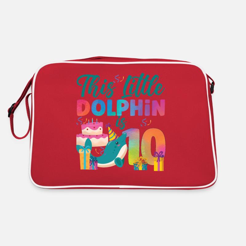 Dolphin 10th Birthday Watercolor Retro Bag