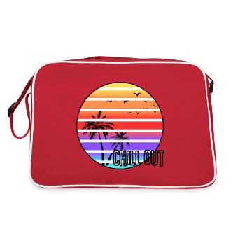 Motif d’été relaxant avec palmier au coucher du soleil - Sac Retro - rouge/blanc - Dos