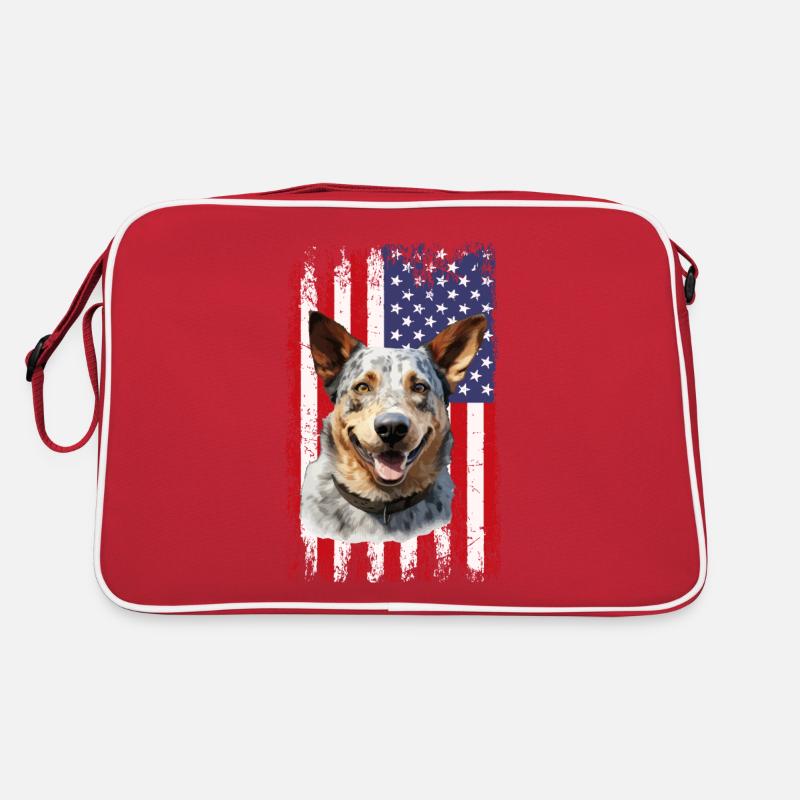 Australian Cattle Dog - Retro Tasche - Rot/Weiß