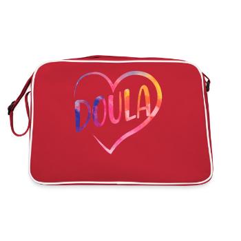 Doula Birth Worker Heart - Retro Tasche - Rot/Weiß - Hinten