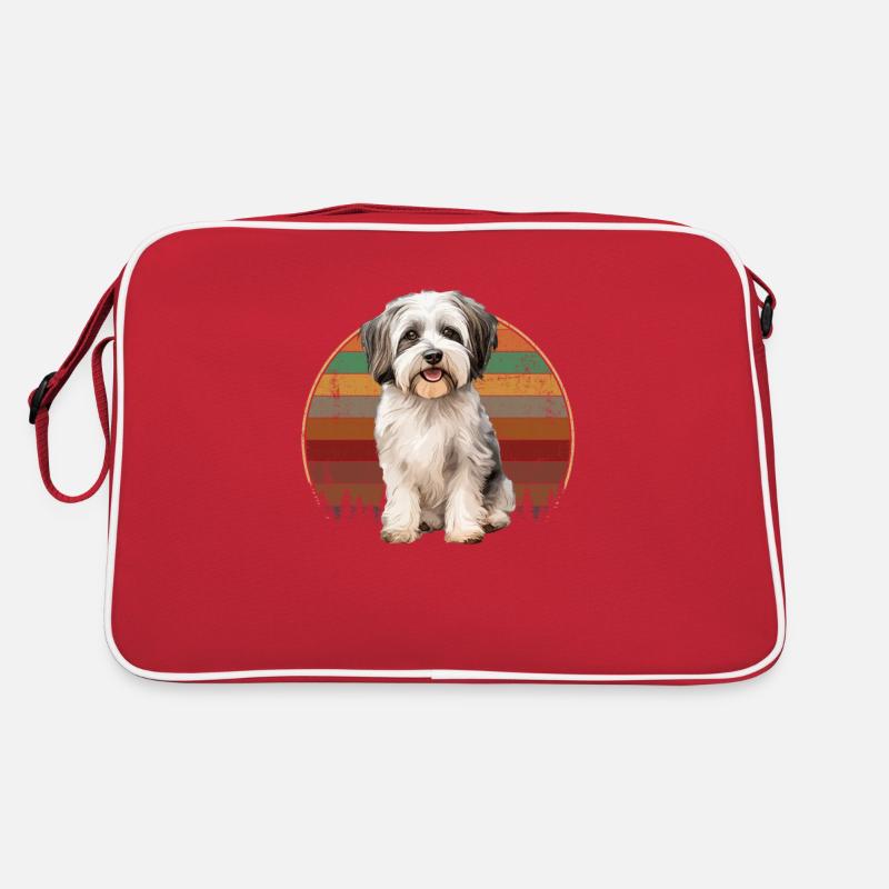 havanese dog, havanese mom - Retro Tasche - Rot/Weiß