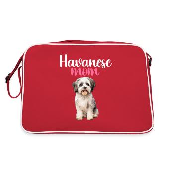 havanese dog, havanese mom - Retro Tasche - Rot/Weiß - Hinten