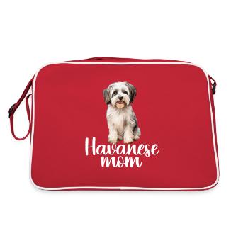 havanese dog, havanese mom - Retro Tasche - Rot/Weiß - Hinten