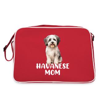 havanese dog, havanese mom - Retro Tasche - Rot/Weiß - Hinten