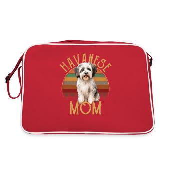 havanese dog, havanese mom - Retro Tasche - Rot/Weiß - Hinten