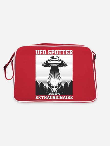 Alien, UFO, UAP, Space, Space Flying Object - Retro Bag - red/white - Back