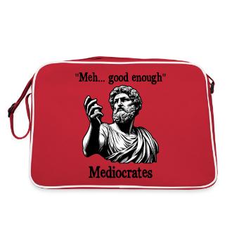 Meh, gut genug, mittelmäßige alte griechische Philosophie - Retro Tasche - Rot/Weiß - Hinten