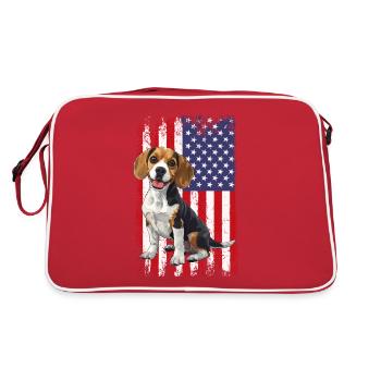 beagle drapeau américain, beagle - Sac Retro - rouge/blanc - Dos