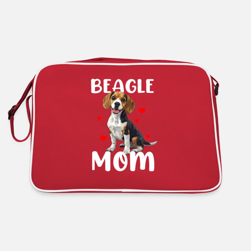beagle mom beagle - Retro Tasche - Rot/Weiß