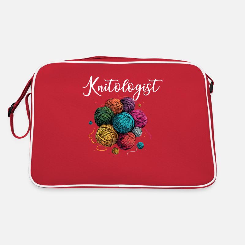 knitologist, Yarn Knitting - Retro Tasche - Rot/Weiß