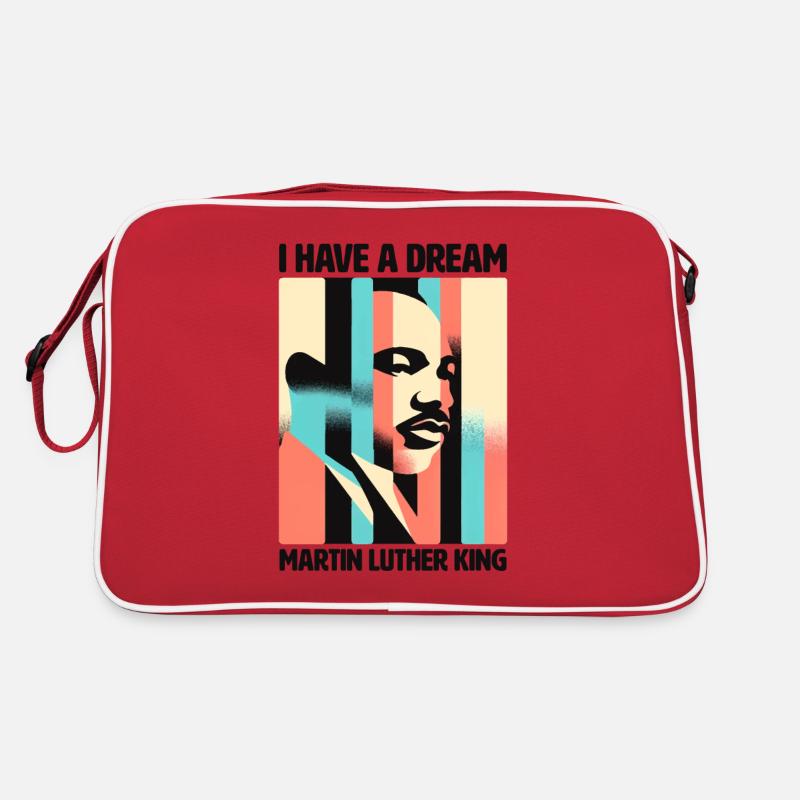 Vision eines Traums MLK Inspirierendes Porträt - Retro Tasche - Rot/Weiß