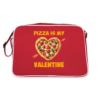 pizza is my valentine, valentines - Retro Tasche - Rot/Weiß - Hinten