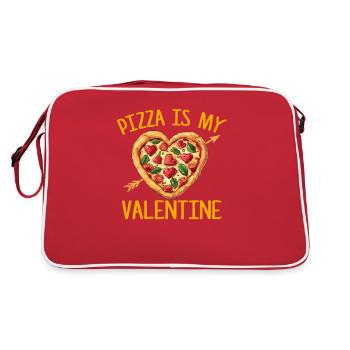 pizza is my valentine, valentines - Retro Tasche - Rot/Weiß - Hinten