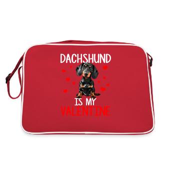 dachshund is my valentine, dog valentines - Retro Tasche - Rot/Weiß - Hinten
