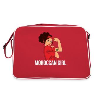 moroccan girl, morocco - Retro Tasche - Rot/Weiß - Hinten