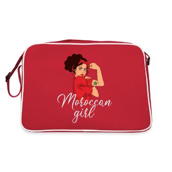 moroccan girl, morocco - Retro Tasche - Rot/Weiß - Hinten