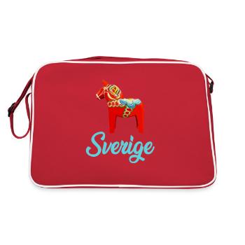 Dala Horse Sweden Swedish horse - Retro Tasche - Rot/Weiß - Hinten
