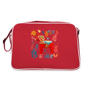 Dala Horse Sweden Swedish horse - Retro Tasche - Rot/Weiß - Hinten
