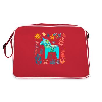 Dala Horse Sweden Swedish horse - Retro Tasche - Rot/Weiß - Hinten