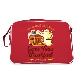 Citation biblique pour enfants amoureux des crêpes - Sac Retro - rouge/blanc - Dos