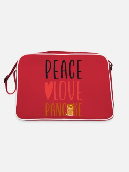 Pancake Lover Kids Girl Peace Love - Retro Tasche - Rot/Weiß - Hinten