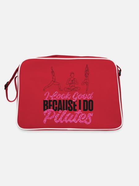 Pilates Instructor Teacher I Look - Retro Tasche - Rot/Weiß - Hinten