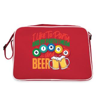 Joueur de bingo bière que j’aime faire la fête - Sac Retro - rouge/blanc - Dos